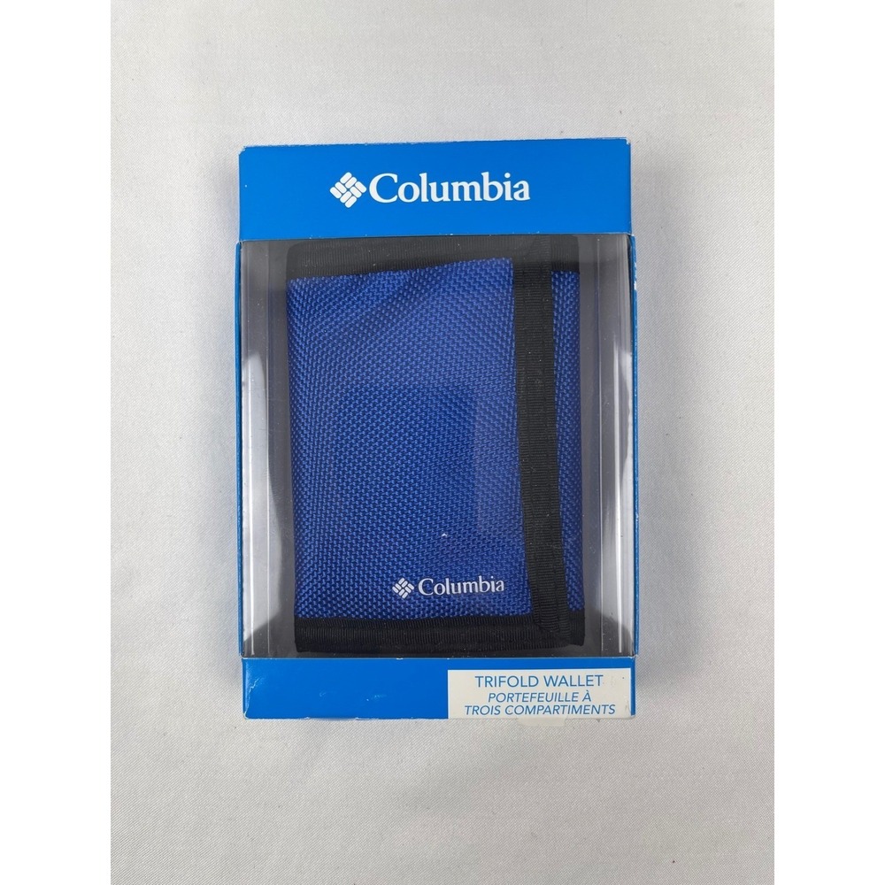 Columbia Trifold Wallet Mens OS Blue New Nylon Hook Loop Closure Sport Outdoors
